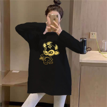 Pregnant women base shirt autumn long sleeve long-length Foreign Air loose inner top bottoming T-shirt women pregnant women dress