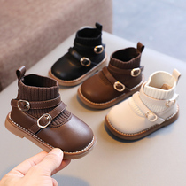 Autumn and winter womens baby shoes soft bottom small leather shoes 1 a 2-3 year old girl toddler shoes boots princess shoes baby short boots