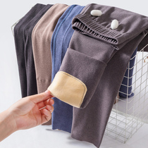 De velvet fever seamless warm pants men's winter plus velvet thin autumn pants cotton wool pants slim bottoming inner threading pants