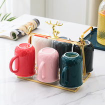 Nordic light and luxurious water suit Home Living room Drink cup Cup Tea Cup Flower Tea Suit Ceramic Cold Water Pot with trays