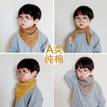 Pure cotton boy scarf spring-autumn-thin girl baby girls baby scarf baby triangular towel windproof small scarf