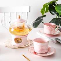 English afternoon tea scented tea tea set ceramic glass boiled fruit teapot flower teapot set candle heating warm tea ware
