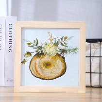 Modern minimalist wooden square photo frame pine material photo frame decorative table frame straight hair spot