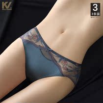 Physiological Period Underwear female ice silk No marks Summer thin Antibacterial Pure Cotton Stall Mid-Waist Shorts Lace Triangle Pants Women Tide