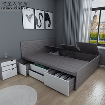 Custom tatami single bed 1 2 meters bedroom storage storage bed Modern apartment drawer bed Simple small apartment type