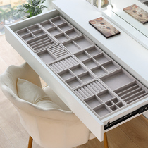 Jewelry storage box dressing table drawer drawer compartment velvet cloth necklace earrings ring jewelry hand decoration tray