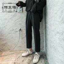 Spring Summer Mens Clothing Loose Straight Drum Pants Male Korean Version Trendy Men 90% Western Pants Pituality Casual West Pants Men