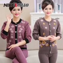 Warm underwear for the elderly plus velvet thickened female mother loose cardigan placket autumn suit
