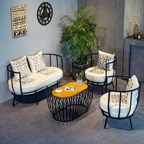 European and American industrial wind iron art sofa Sofa Seat Coffee Hall Milk Tea Shop Bar Home Tea Table Single Double Table And Chairs Combination