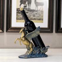 Light Luxury European Retro Handicraft Home Blue Copper Horse Grape Wine Rack Creative Piece Resin Amazon