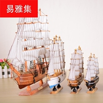Creative wooden 50cm sailing boat model Mediterranean style home decoration decoration craft boat smooth sailing