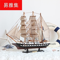 50CM wooden sailing boat model Mediterranean style home decoration ornaments Craft boat decoration sailing sailboat
