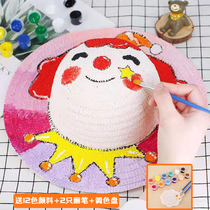 Kindergarten painting painting straw hat Children DIY wall decoration Creative Meilao materials handmade art graffiti hat