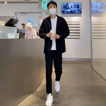 Suit mens suit slim fit casual match trend handsome hair stylist tide dress professional wear work dress work Korean version of a set