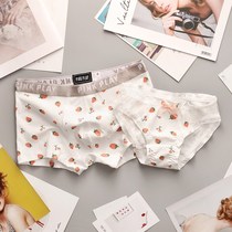 Couple underwear cotton crotch cute cartoon Ice Silk breathable Mens and womens underwear couples set couple Summer