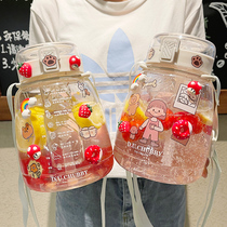 Large capacity sports cup women summer high color value cup high temperature water bottle portable fitness large net red kettle