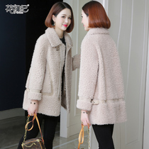 Cashmere coat Womens fur one long 2021 Winter new Haining granular cashmere lamb fur coat