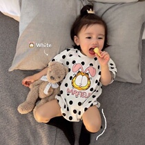 Bag fart clothing Haiyi baby short-sleeved one-piece spring and summer new men and womens baby cotton one-piece climbing clothes for newborns