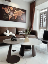 Light extravagant size round imported rock plate tea table combined modern minimalist living-room Italian style creative high and low tea table