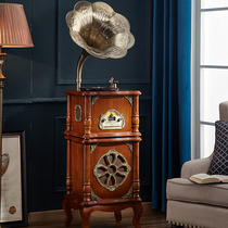 Antique gramophone vintage Big Horn retro vinyl record player living room European solid wood record player Bluetooth audio