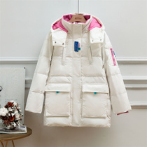 2021 new Korean version Parker down jacket womens long thickened loose tooling white duck down net infrared cover winter