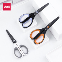 Deli 6055 Teflon coated scissors Alloy Stainless steel office paper cutting knife Art non-adhesive tape Kitchen household student Medium large coating non-pointed round head scissors Adult men