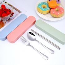 Stainless Steel Cutlery Suit Students Adult Children Portable Chopsticks Spoon Fork Tourism Canteen Combined Set Cutlery