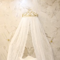 Princess Crown mantle lace bedside curtain gauze tent ceiling mosquito net court Korean wedding decoration bed curtain