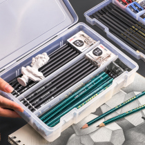 Sketch pen box art students painting tools large capacity color lead brush box simple storage transparent plastic students