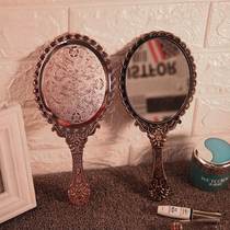 Ancient carrying hand-held mirror portable handle diy dressing table home copper mirror ins makeup mirror married beauty