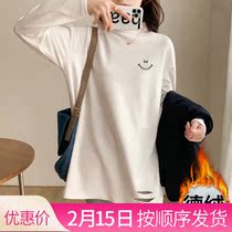 Pregnant women's jacket autumn and winter semi-high collar double-sided thin velvet warm clothing women's winter long plus velvet bottom shirt