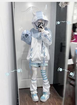 taobao agent Japanese cute soft hoody, universal belt, sweatshirt with zipper