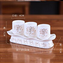 Buddha hall supplies Water supply cup Dedicated ceramic wine glass Teacup God of Wealth dedicated Lucky Fairy wine glass for Buddha water cup