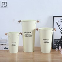 Rice yellow wood handle sheet metal flower barrel minimalist creative flower shop flowers barrel rose lily Home Woke Flowers