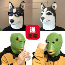  Anime headgear Cute funny villain funny green fish man dog headgear boy adult thickened green head fish mask