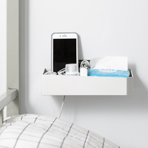 Wall-mounted rack-free wall mobile phone holder charging rack dormitory good things bedside hanging basket storage box