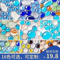  Crystal transparent glass beads round mosaic pool fish pond bathroom background wall decoration Blue Mediterranean Sea