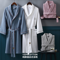  Pure cotton couple nightgown womens spring and autumn thin section absorbent quick-drying long hotel yukata 2021 new mens bathrobe