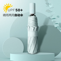 Fully automatic umbrella clear and rain dual-use folding sun umbrella black rubber beach umbrella female sunscreen umbrella pure color minimalist