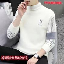2022 imitation ferrets plus suede thickened sweater male round collar knit autumn and winter 100 hitch undershirt loose warm jacket man