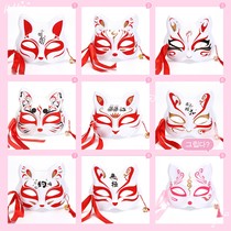 Painted Japanese style and wind Fox half face antique cat face mask masquerade party cos anime mask cat face mask