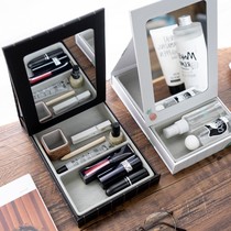 * Cosmetic mirror collection box with mirror household small collectible desktop desktop decorative office