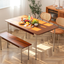 Medieval solid wood table retro small household type Nordic day style minimalist home dining table and chairs combined rectangular dining table