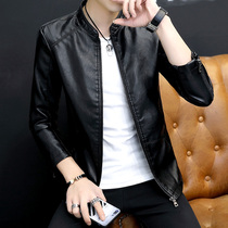 Leather leather clothing mens spring and autumn Korean version of the trend slim handsome Joker jacket autumn mens coat autumn and winter