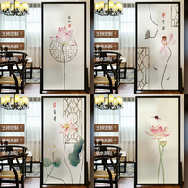 Chinese bedroom living room push-pull doors and windows transparent opaque glass stickers decorative frosted self-adhesive film anti-peeping