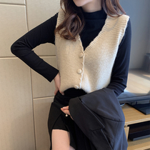 Knitted vest ladies wear Waistle sleeveless top 2021 Spring and Autumn new outing horse clip base sweater