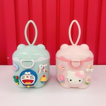 Cute kt baby milk powder box portable out sealed moisture-proof baby milk powder cans supplementary food rice flour storage box