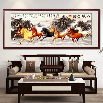 中国画 八駿馬図 在銘 掛軸 Z4 中国画 八駿馬図 在銘 掛軸 Z4 中国画 八駿馬図 在銘 掛軸 Z4