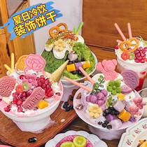 Ice ingredients Cartoon biscuit cake plug-in Snowflake ice cream Shaved ice decoration Dessert material Ornament