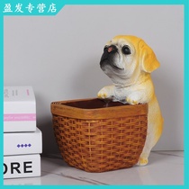 Animal resin ornaments with keys in the porch European living room decoration cute dog creative shoe cabinet door storage plate